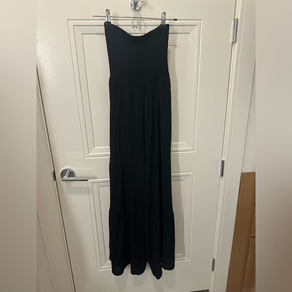 NWT black strapless wide leg jumpsuit size XXS for women